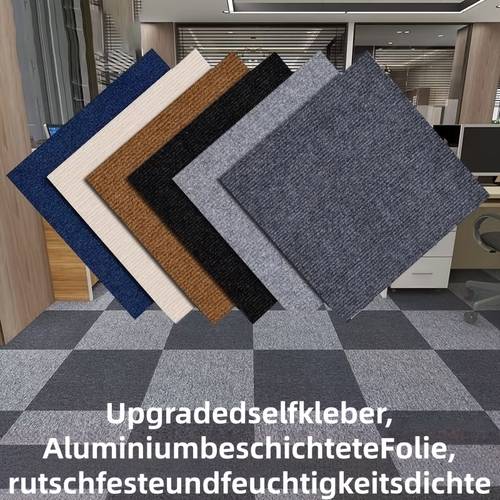 abzieh- aufklebe-bodenmatten-fliesen 12x12 zoll, 15er-pack fliesenmatten-quadrate, 4,5 mm dicke selbstklebende mattenfliesen, einfach zu verlegen, langlebiges rutschfestes polyester für zuhause büro, schwarz