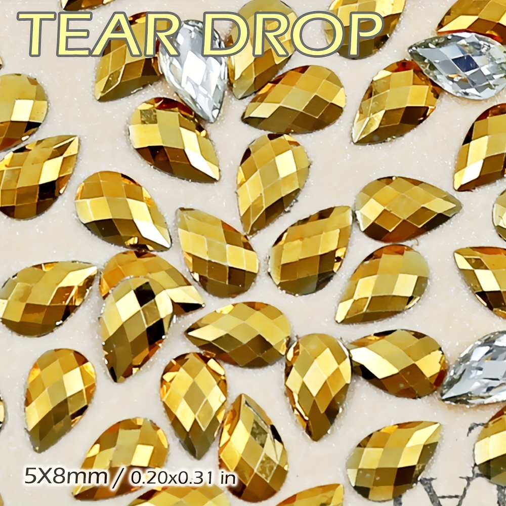 Shiny Drop Tear Drop Resin Crystals 4mmx6mm/200pcs 5mmx8mm/200pcs Non Hotfix Rhinestone Flat Back Stone Glitters For Nail Diy Garment