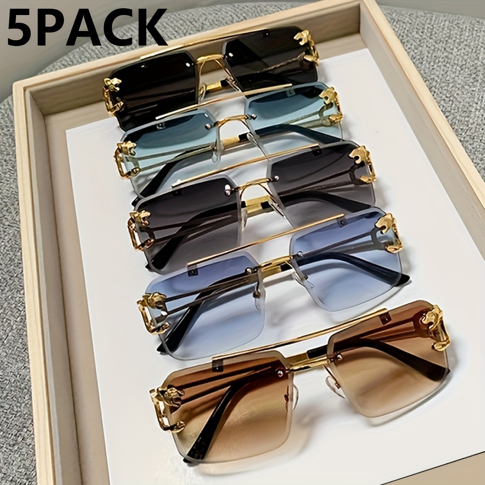 

5pcs Metal Fashion Fashion Glasses For Casual Wear, Hiking, Street Photography & Gifts - Anti-reflective Pc Lenses, Zinc Alloy Frame, Wide Size (>139mm)