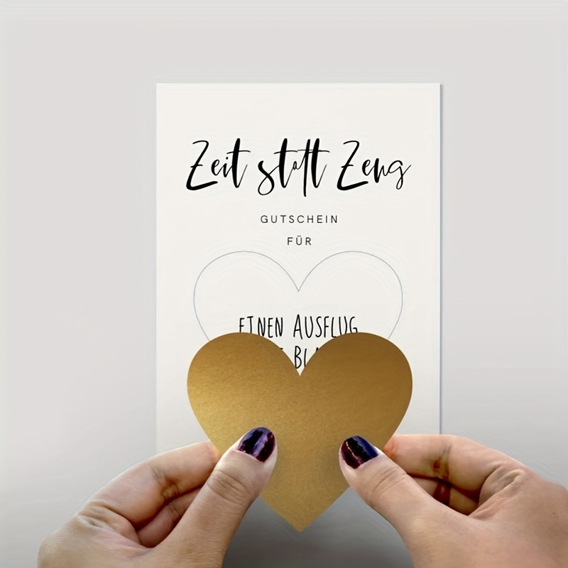 

Festive Golden Heart Card - 2/5 Sheet Scratch Card, Coupon, Birthday Gift, Birthday Greeting Card, Postcard - Timeless Keepsake For Parties And Occasions