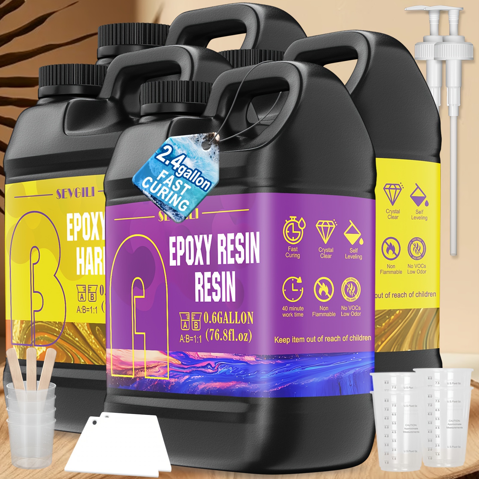 

Epoxy Kit 2.4 Gallon, Newly Formulated Epoxy , , Yellowing For Casting, Diy, Art, Jewelry, 1:1 Mix,