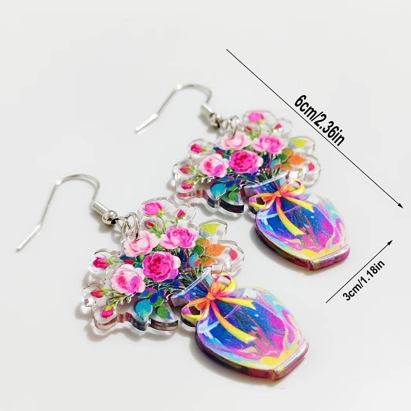 Stylish Floral Drop Earrings for Women, 2D Flat Design
