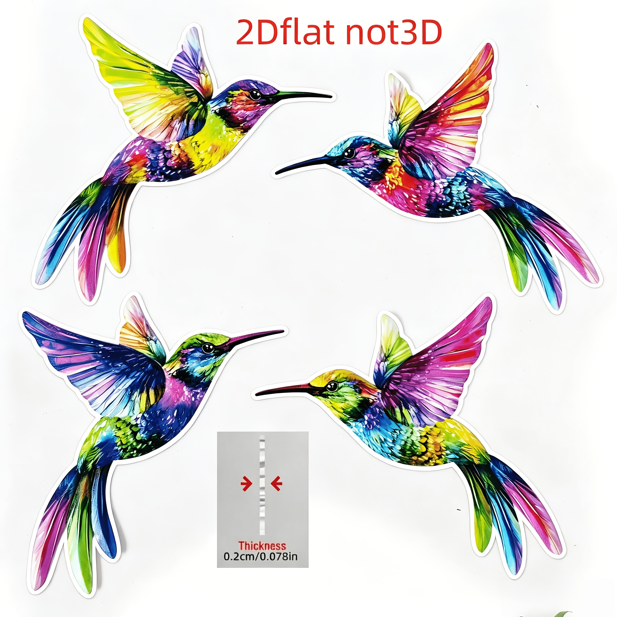 TEMU 2d Flat, 4pcs Acrylic Outdoor Wall Art Set, 3d Colorful Garden Bird Sculpture Acrylic Craft Hanging Decorations For Terrace Room, Handcrafted