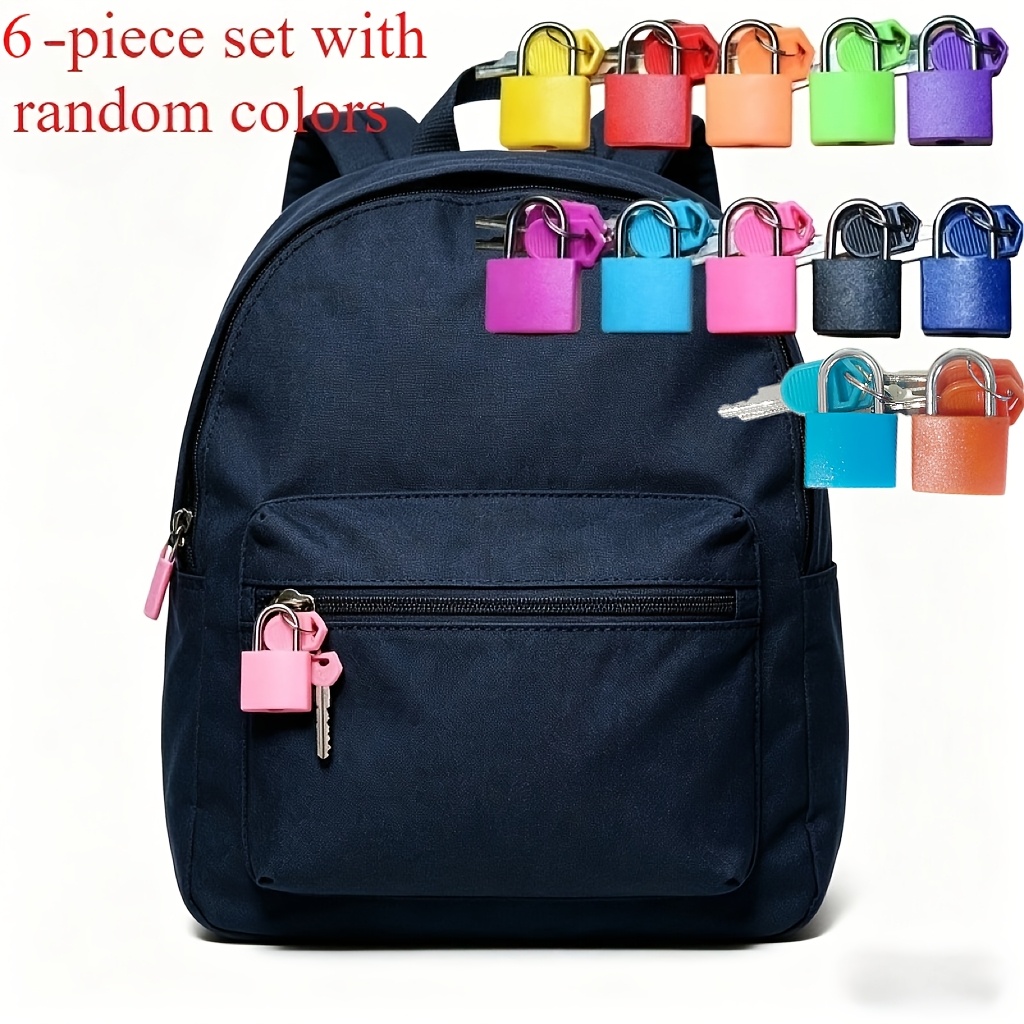 TEMU 6pcs Set: 2 Lock Pieces With 4 Keys - Multi-functional Luggage Padlocks, Mini Padlocks, Colorful Small Luggage Locks For School Bags, Suitcases,