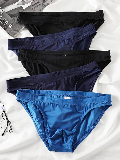 5 stuks long jiang mens silky briefs - hoge stretch, , comfortabel hardlopen & workout ondergoed met zakken, fit, atletische kleding | minimalistisch ontwerp | stretchbare stof