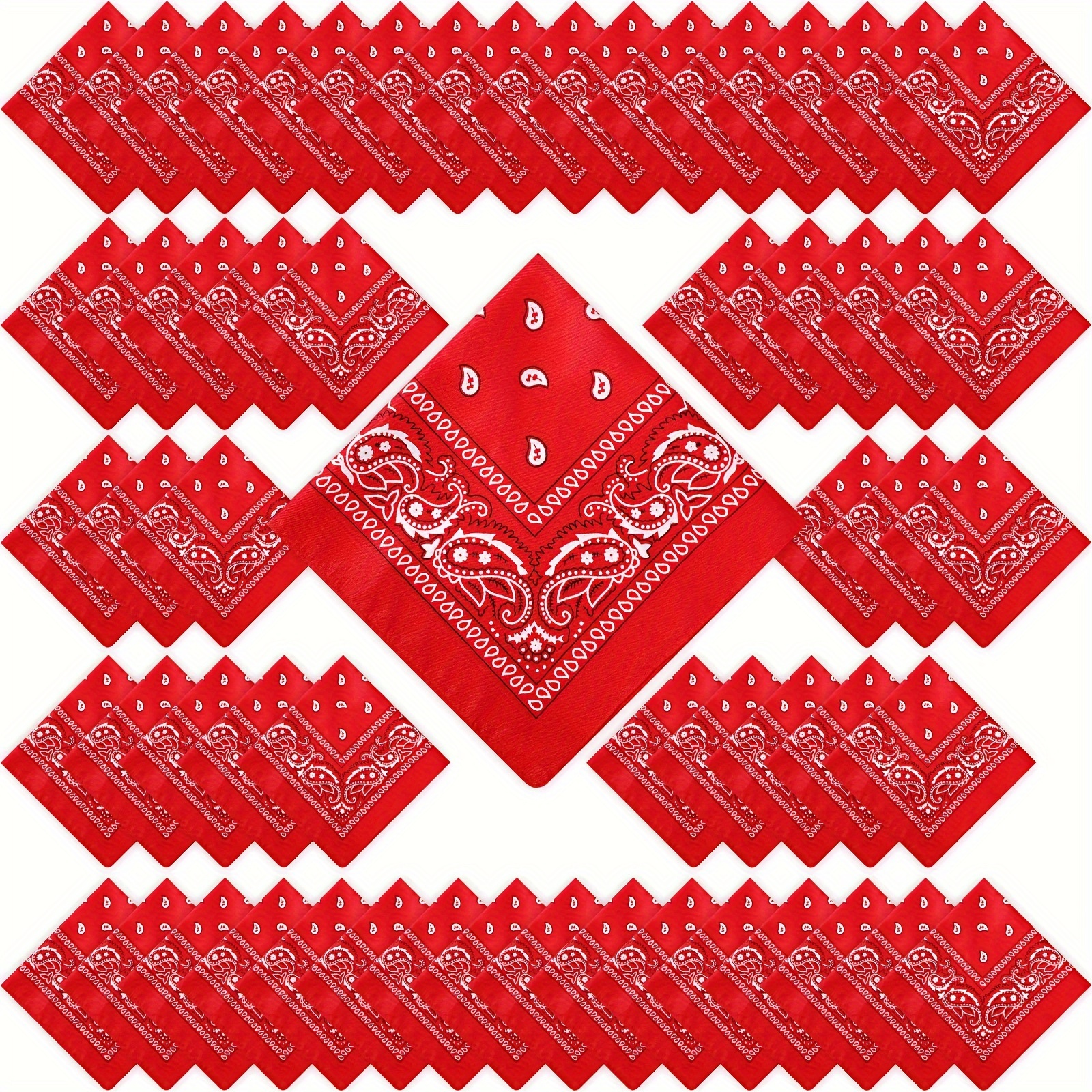 

100 Pack Bandanas Unisex Paisley Bandanas Bulk Multi Purpose Cowboy Head Wrap Necktie Face Supplies 21.26 Inches (stylish Red)