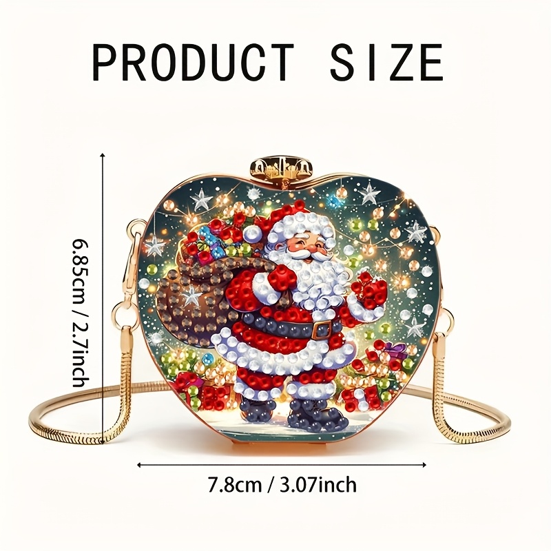 TEMU Diy Diamond Painting Small Shoulder Bag, Metal Texture Red Envelope, Portable Bag With Sparkling Diamond Painting Effect, Santa Claus Pattern