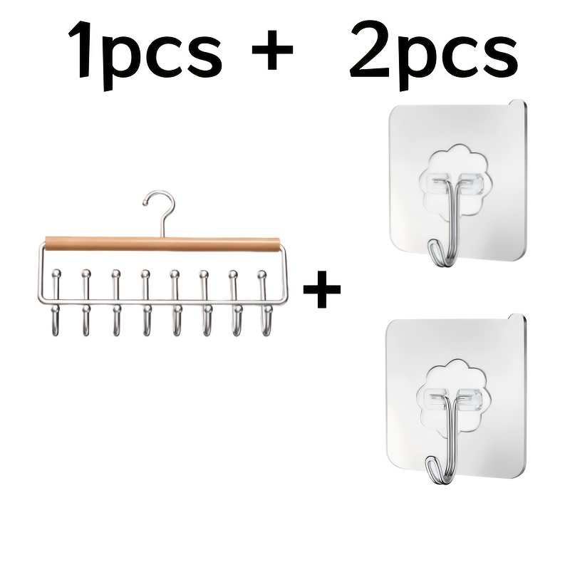 Image of Strap Hanger Multi Functional Underwear Vest Storage Artifact Home Dormitory Solid Wood Hook Wave Wardrobe Drying Rack
