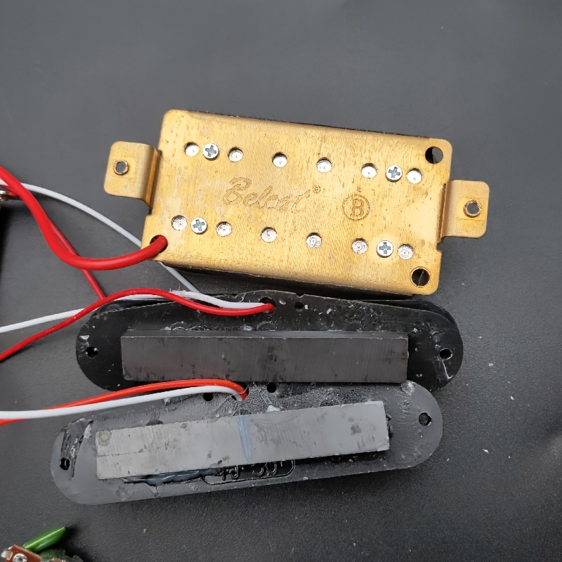 ST Guitar Wiring Harness with 5-Way Pickup Switch, 2T1V SSH Pickup, and Knob Caps - Black/White, Alloy Construction, Includes 3 Full-Size Pots (250K) for Builds and Upgrades, Guitar Upgrade Parts, Sleek Metallic Finish, Durable Metal Construction