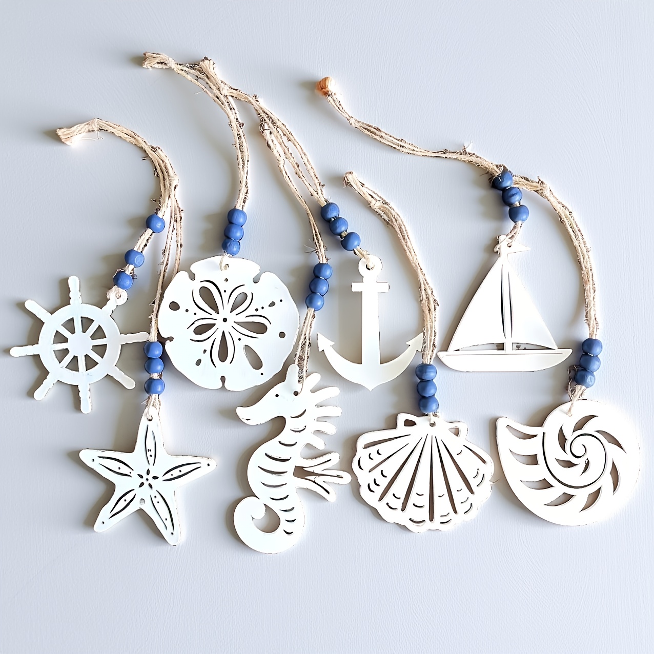 Image of 8pcs Accessory Pendant Set: Starfish, Seahorse, And Seashell - Holiday Decorations, Event Hanging Ornaments, Home Entryway, Living Room, Bar, And Door Hanging Decor - Gift