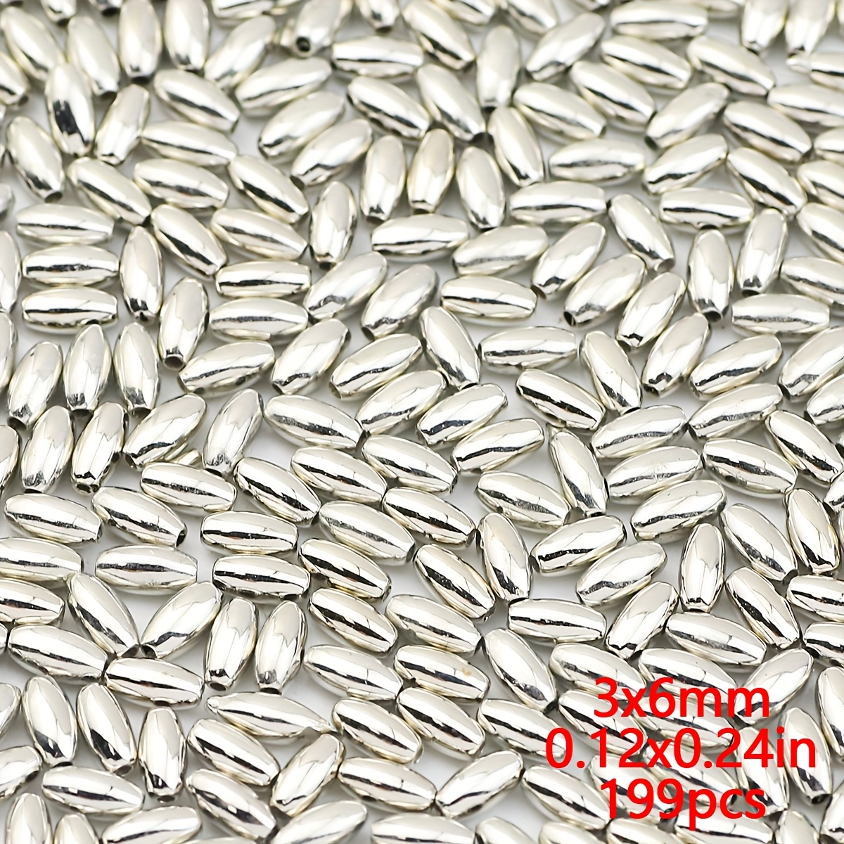 TEMU 199pcs Perles Tube de Riz Long Tube Petit Perles d'Espacement Longues de Qualité Supérieure en Plastique de Conservation de Perles Libres