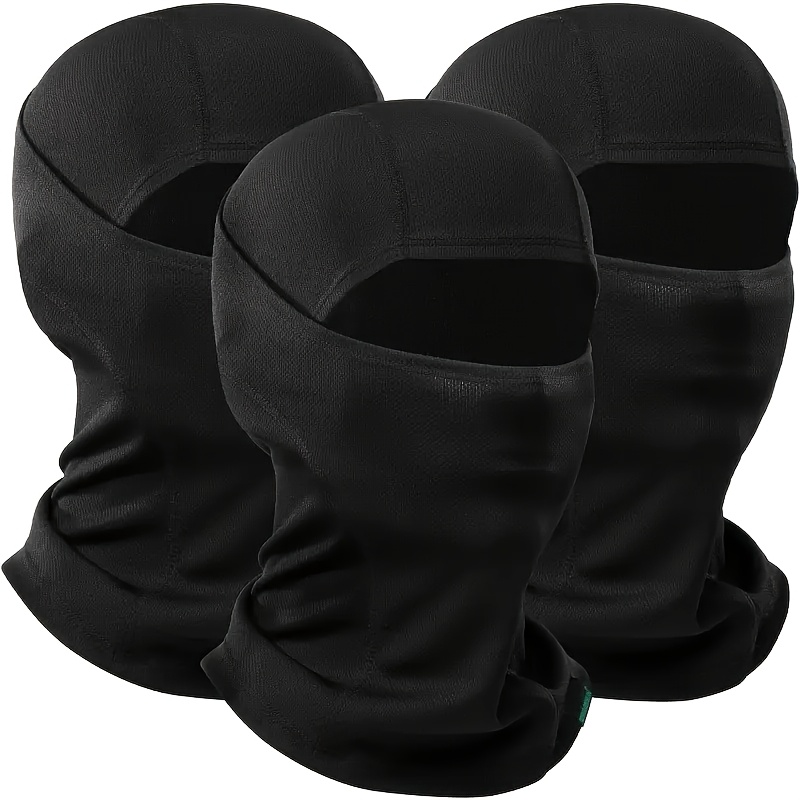 TEMU 3pcs Breathable Balaclava Ski Mask - Full Face Cover For - Nylon, , Ideal For Skiing & Outdoor Sports, Outdoor Sports Gear | Adjustable Headgear | Durable Headgear