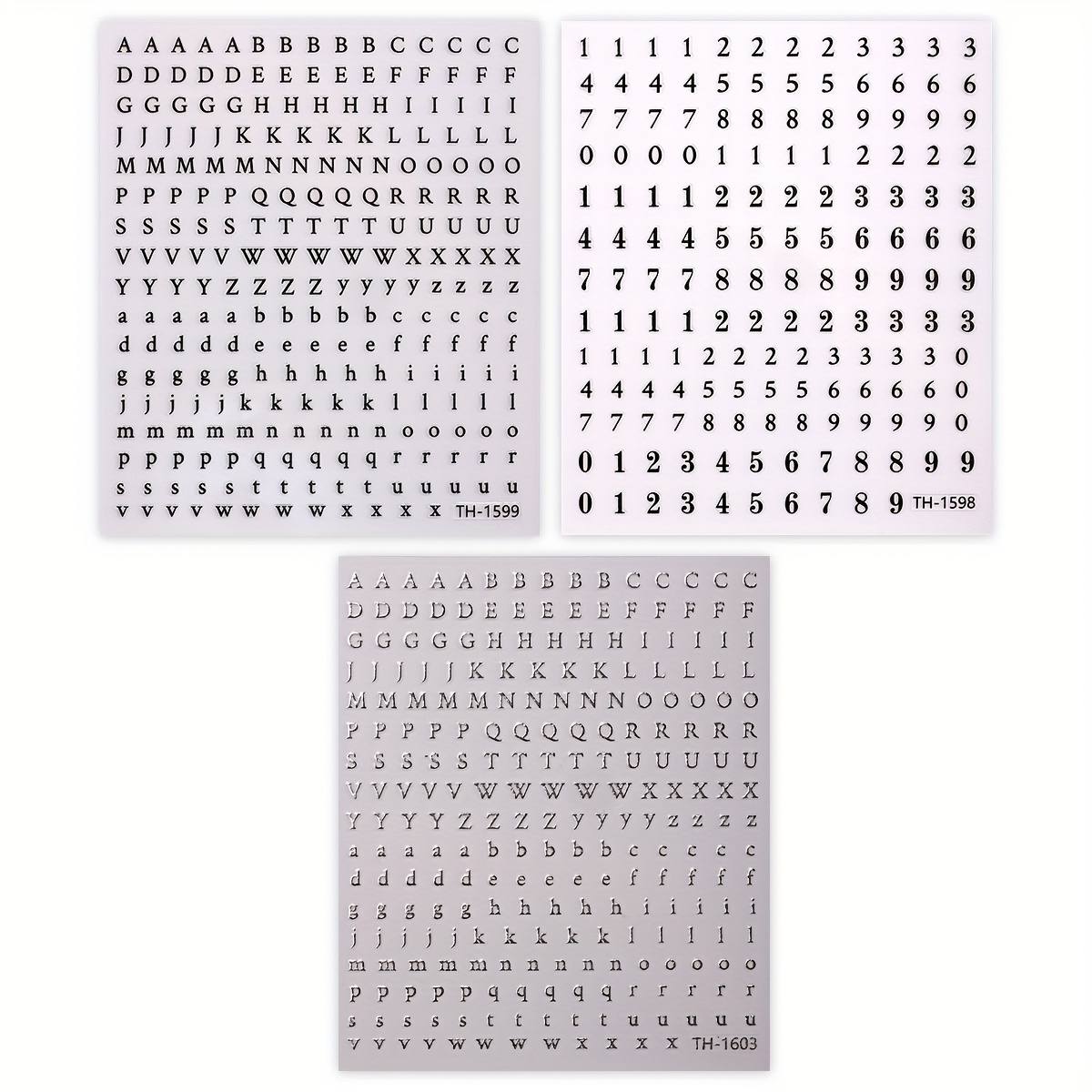 3pcs Black Alphabet Number Nail Art Stickers, 3d Self-adhesive Nail Decals For And Women, Diy Manicure Art Decoration