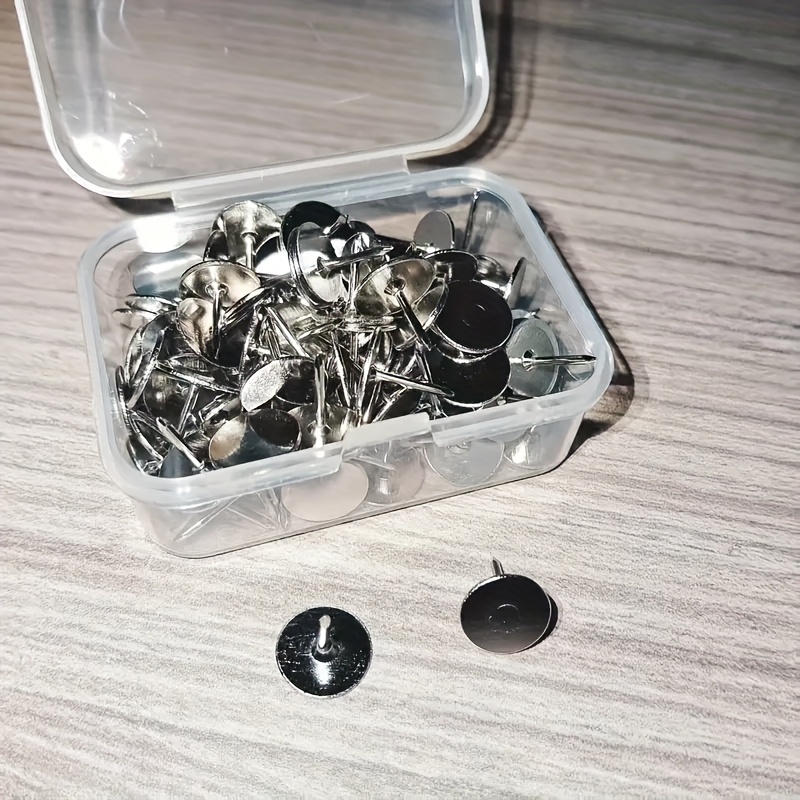 TEMU 100pcs Nickel Plated Push Pins Epoxy Special Push Pins Silvery Office Push Pins