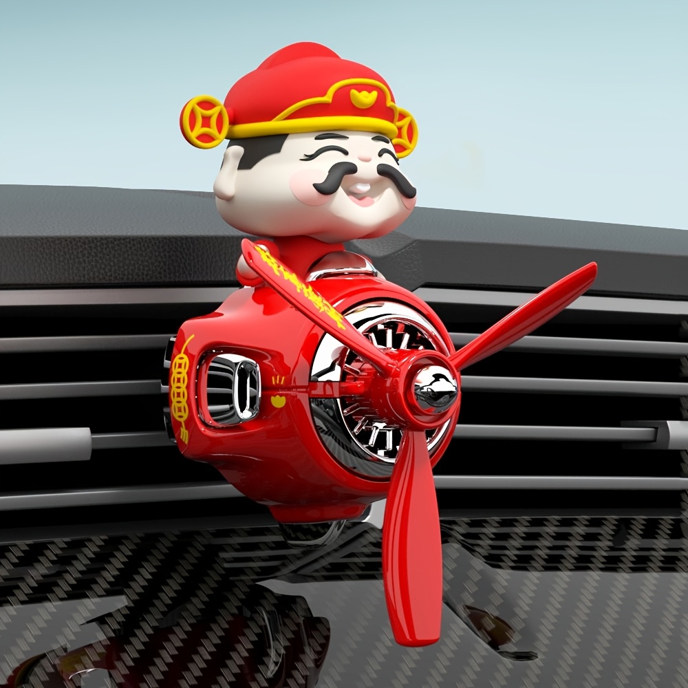TEMU God Of Wealth Car Air Freshener Diffuser, Car Air Freshener With Rotating Propeller, Car Air Vent Decoration, From The Chinese God Of Luck And