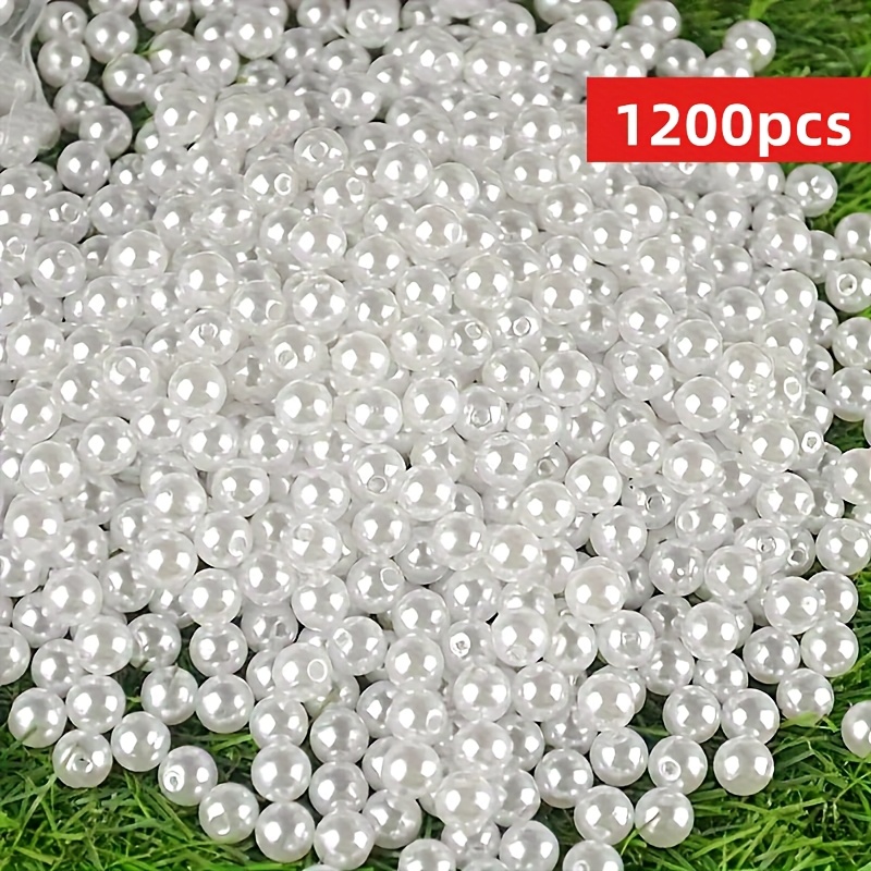 E-shop 1200 Stück 6mm Weiße Acryl Gerade Loch Perlen für Schmuckherstellung - Elegante Bastelbedarf für Armbänder, Halsketten,