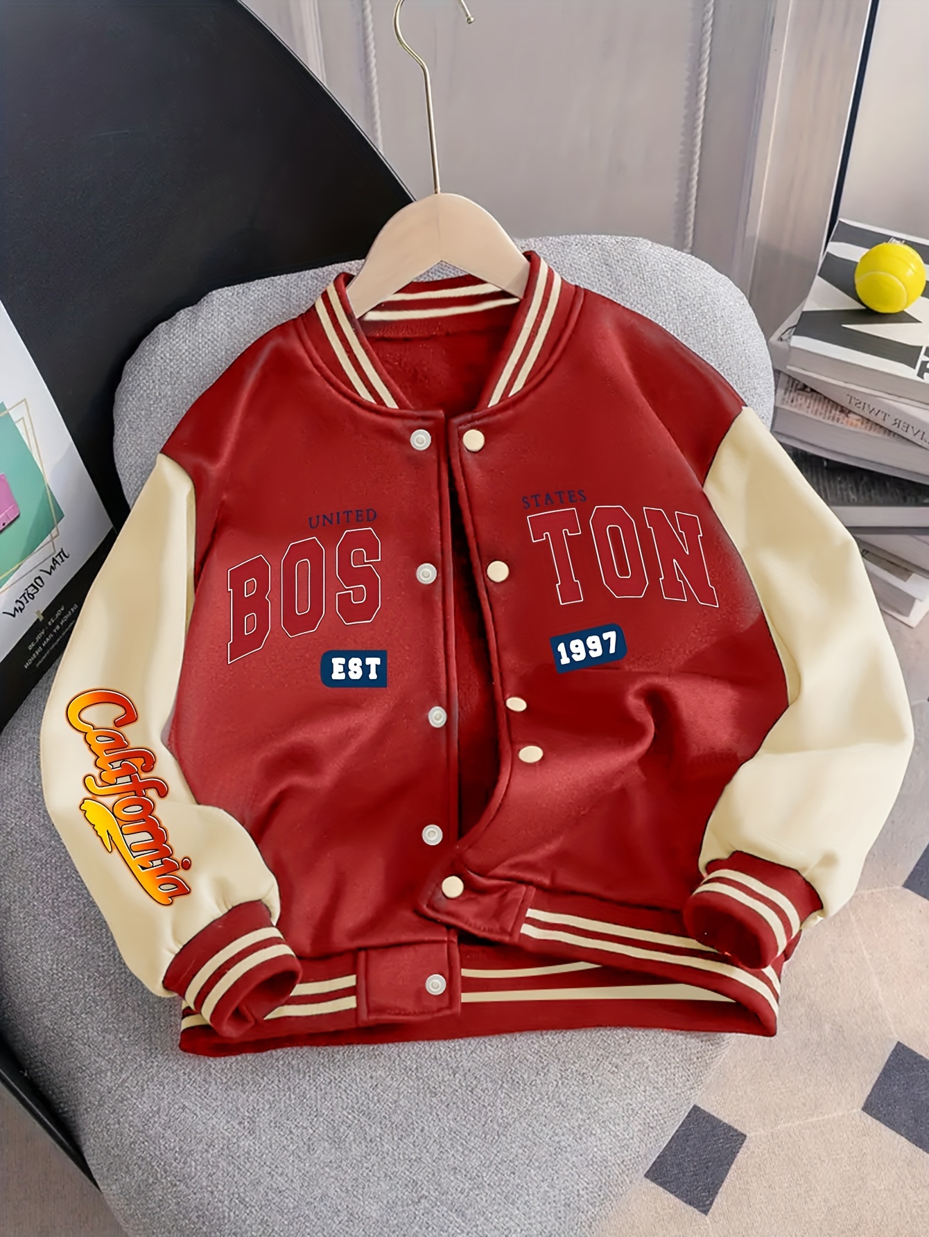 boys casual polyester letterman jacket applique 100 Temu Philippines
