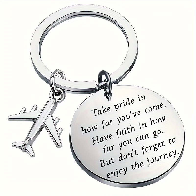 TEMU A Pilot Gift Keychain - Stainless Uplifting Message, A Creative Gift For Aviation Enthusiasts - Suitable For Keychains, Bags, And Backpack