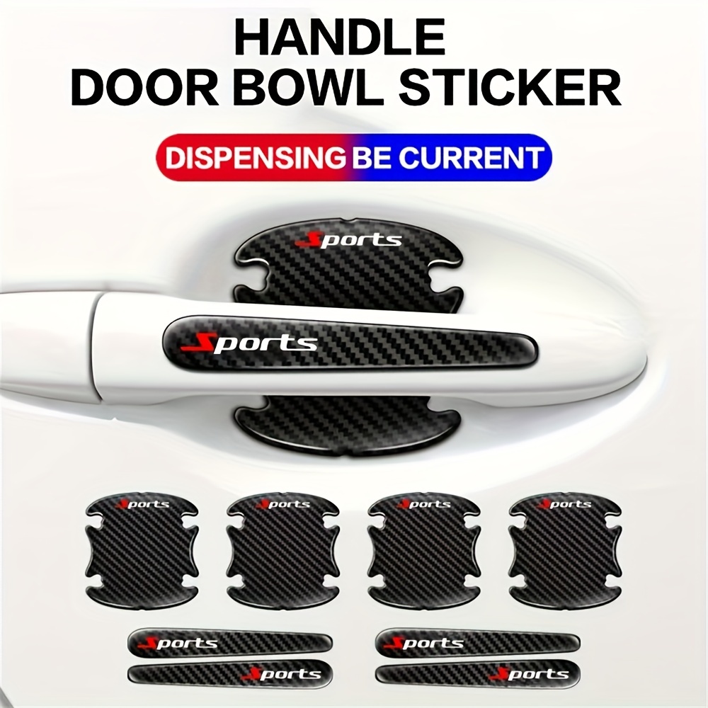 

8-piece Car Door Bowl And Shake Hands Set - Carbon Fiber Design Car Door Handle And Bowl Protector Stickers - Durable Pvc Material