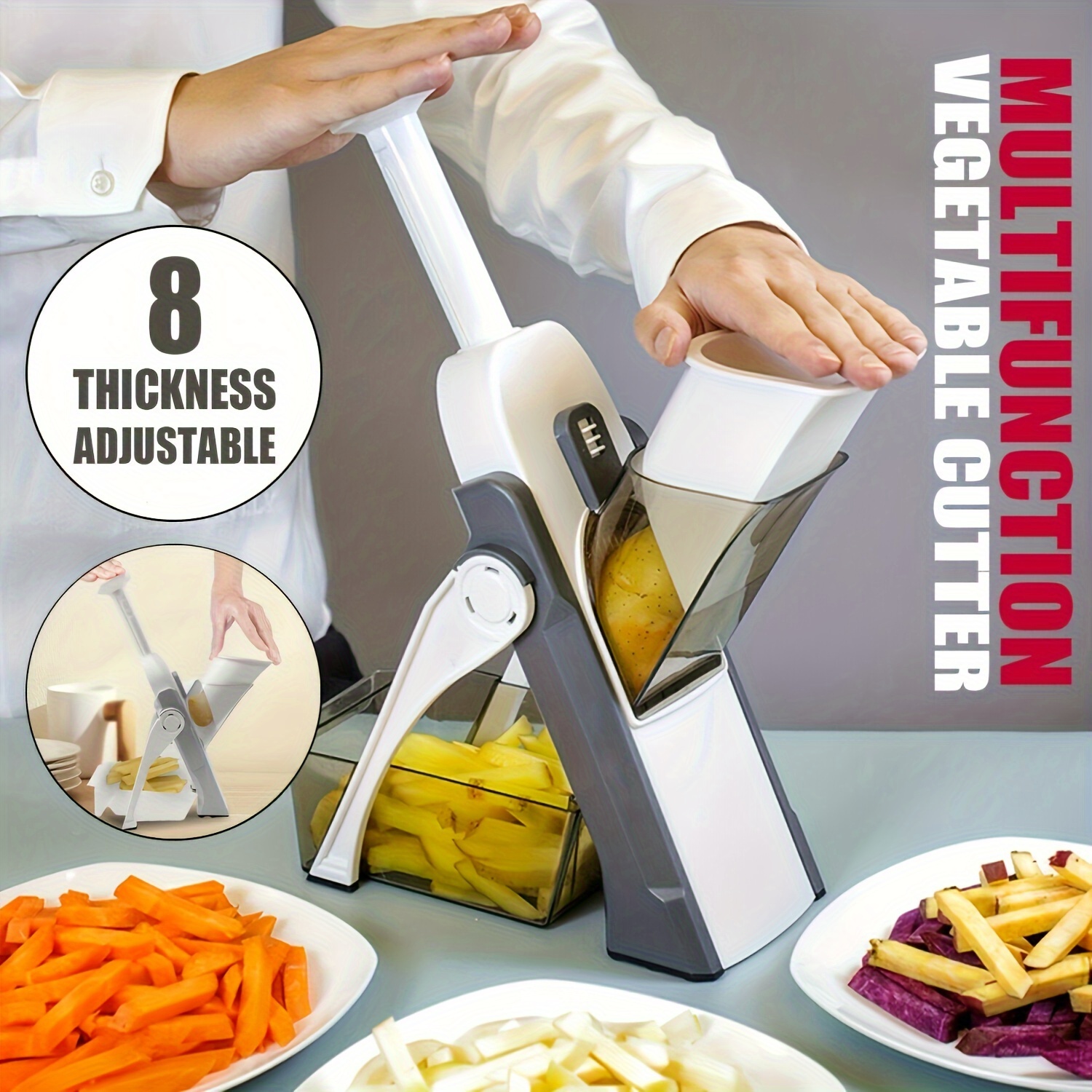 

8-in-1 Manual Vegetable Chopper & Slicer - Multifunctional Kitchen Gadget For Easy Prep, No Power Needed