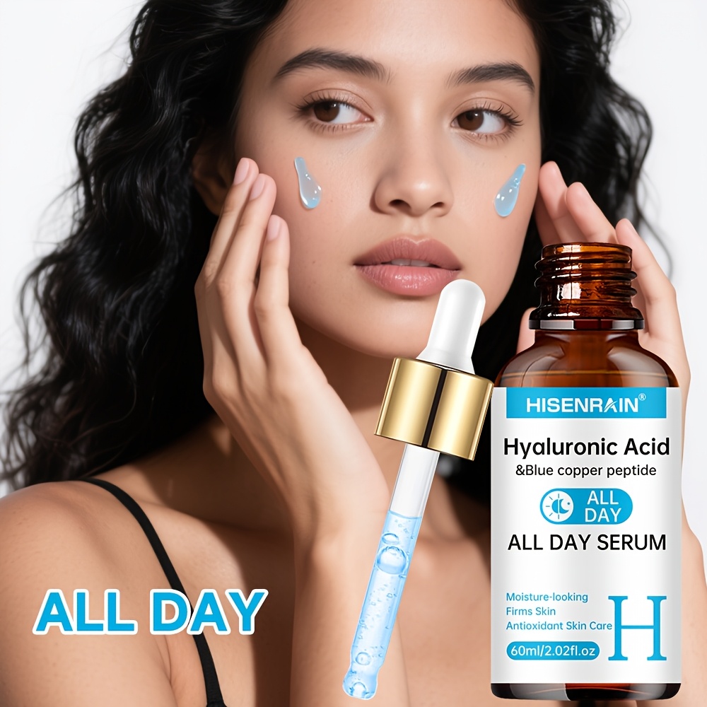 HISENRAIN 3pcs Day & Night Serum Set with Vitamin C + Retinol + Hyaluronic Acid (Contains Collagen + Peptides + Various Vegetable Oil Extracts) -Brightens Light Beige, Firms Skin, Controls Oil & Moisturizes, Deeply Hydrates. Dry Skin.