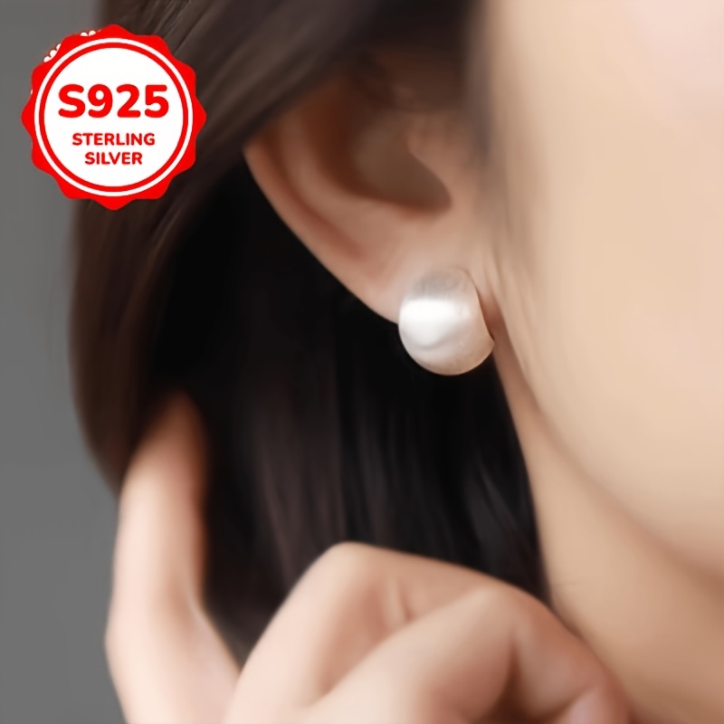 TEMU 925 Silver Hypoallergenic Brushed Ball Ear Cuff For Non-pierced Ears, Mosquito Coil Design, -free Ear Clip, Elegant Minimalist Style Ear