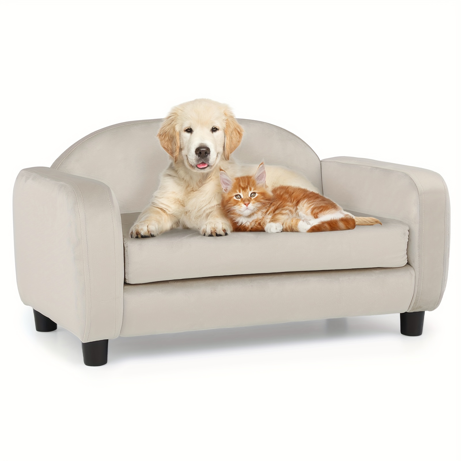 TEMU Monibloom Pet Sofa Dog Couch For Small Dogs And Cats, Velvet Couch Bed With Removable Cushion, Washable Cover