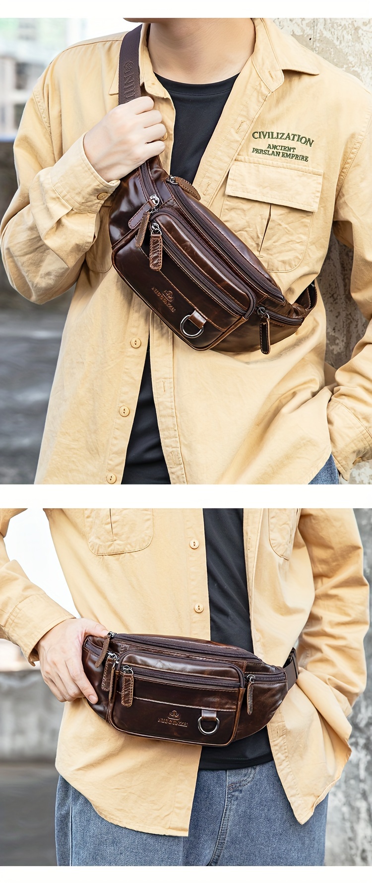 Amazon.com | HUMERPAUL Leather Fanny Pack for Men Women