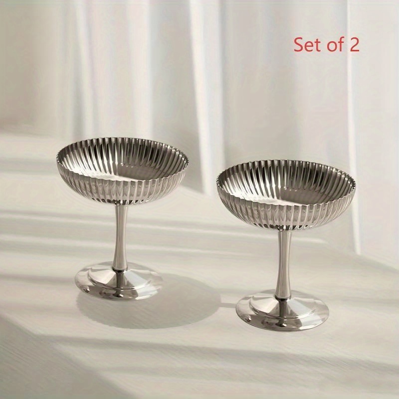 TEMU 2 piezas de elegantes tazas para helado de acero inoxidable, acero inoxidable SUS 304, cuencos para postre, tazas para postre, tazas de pie ,