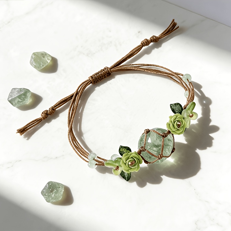 Forest Style Crystal Floral Wreath Bracelet