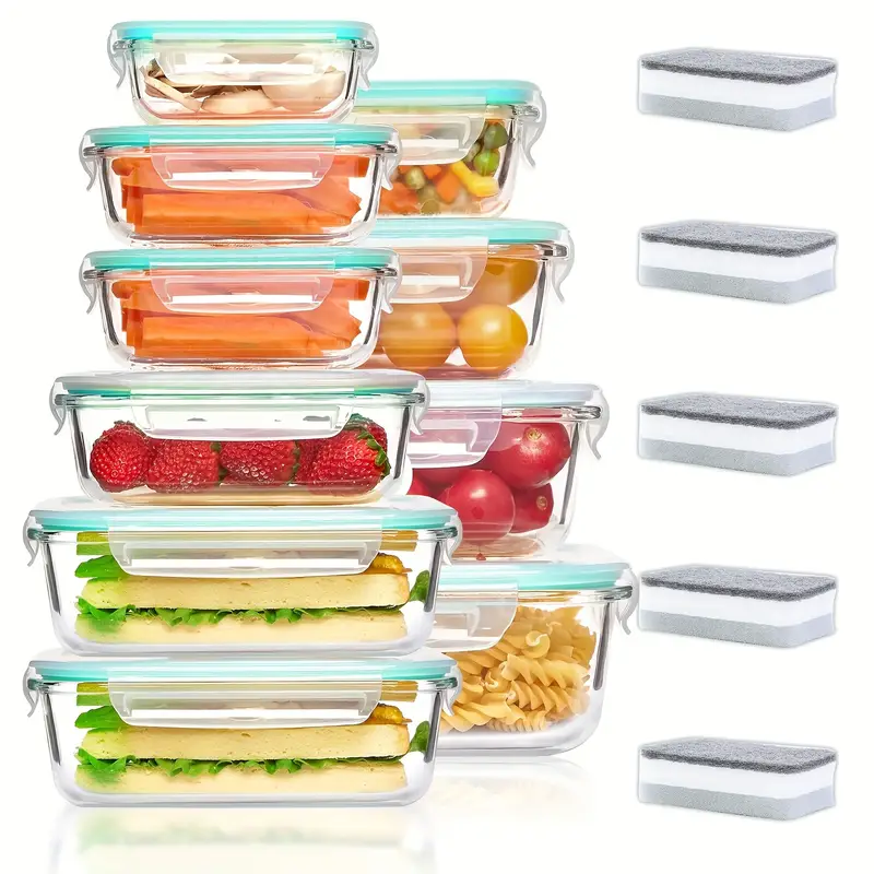 15 12 6pcs set of glass food storage containers with lids meal prep containers and leak proof locking lunch boxes for microwave oven freezer and dishwasher safe Product details 3