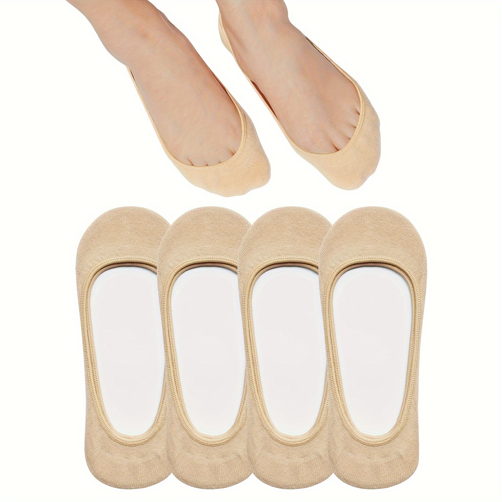 

Invisible Socks Women's Flat Shoes 5 Pairs Non-slip Invisible Cut Socks Shoes Size 5-8/9-11