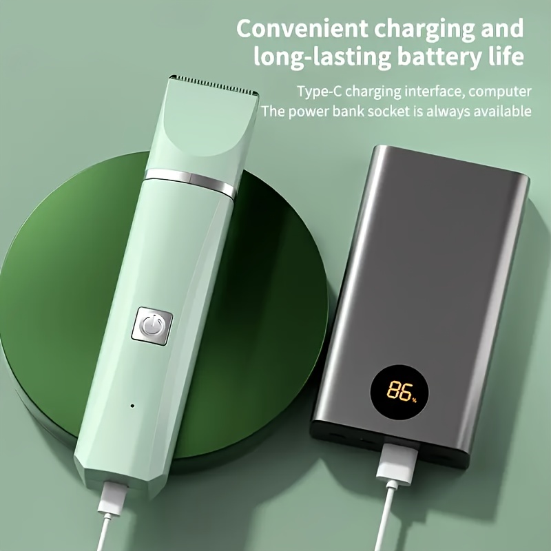 4-in-1 Electric Pet Trimmer with Nail Polish - Low Noise USB Rechargeable, 4-in-1 Trimmer for Dogs, Cats, Small Animals - Includes Shaving Blade, Foot Hair Small Blade