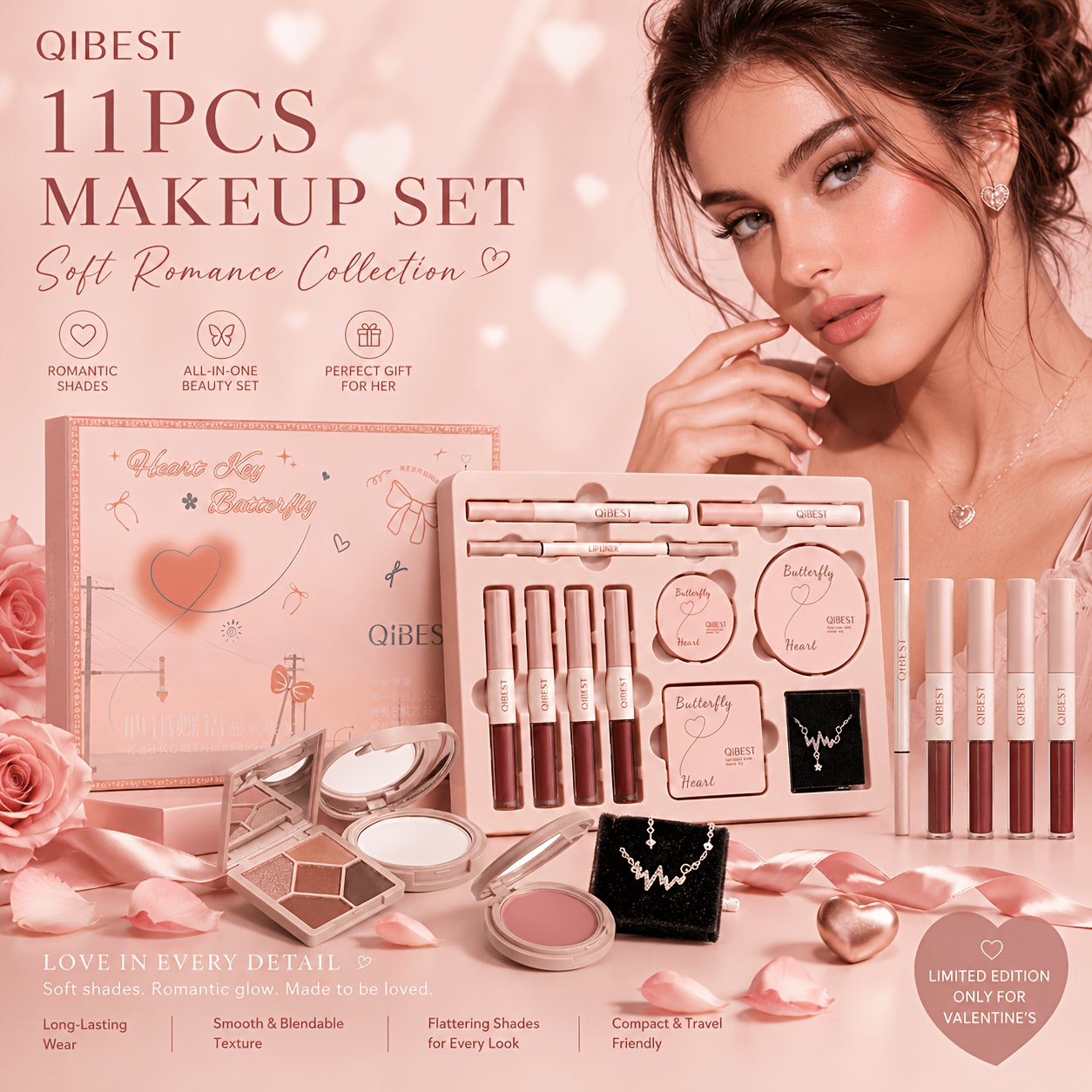 11pcs heart key makeup set lip gloss blush - Temu Mauritius