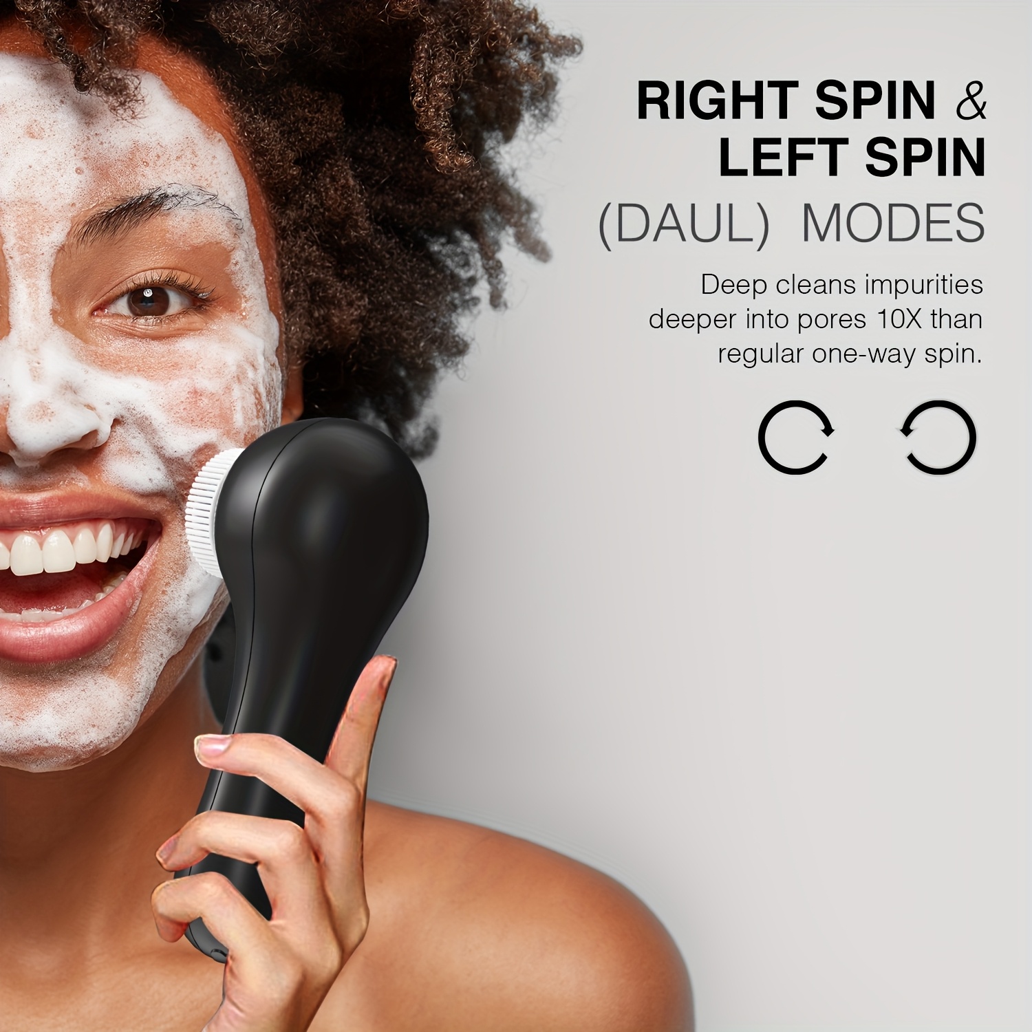 Rechargeable Face Scrubber & Exfoliating Brush, 5 Brush Heads, 3 Modes (Gentle/Deep/Daily), USB Charging with Stand Base - Perfect for Makeup Removal, Deep Cleansing & Massaging, Hypoallergenic Design, Facial Light Beige Care Gift for Mom On Mother's Day