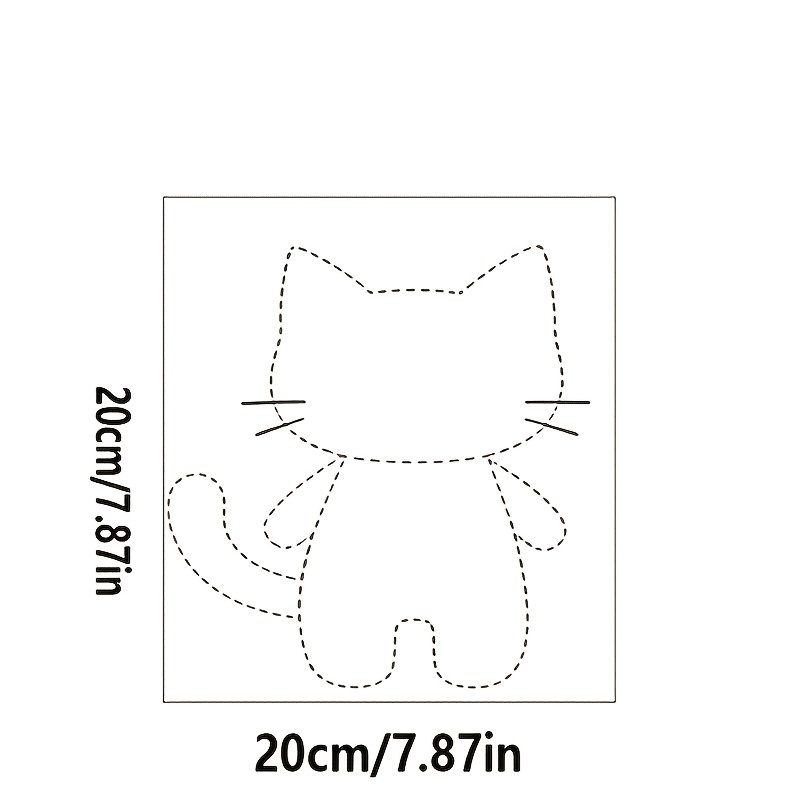 TEMU 【可愛い猫のパッチワークソーイングテンプレート】手作りぬいぐるみの飾り用に再利用可能なパターン。生地のクラフトや家の装飾に最適。楽しいクラフトテンプレート
