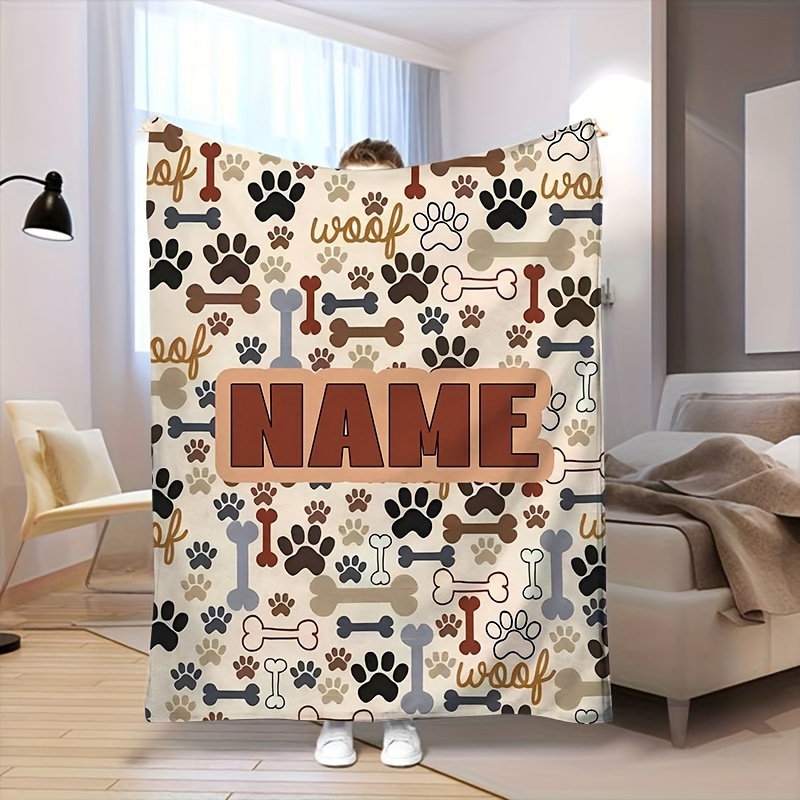 

Customizable & Paw Print Flannel Blanket - , Hypoallergenic, Machine Washable -