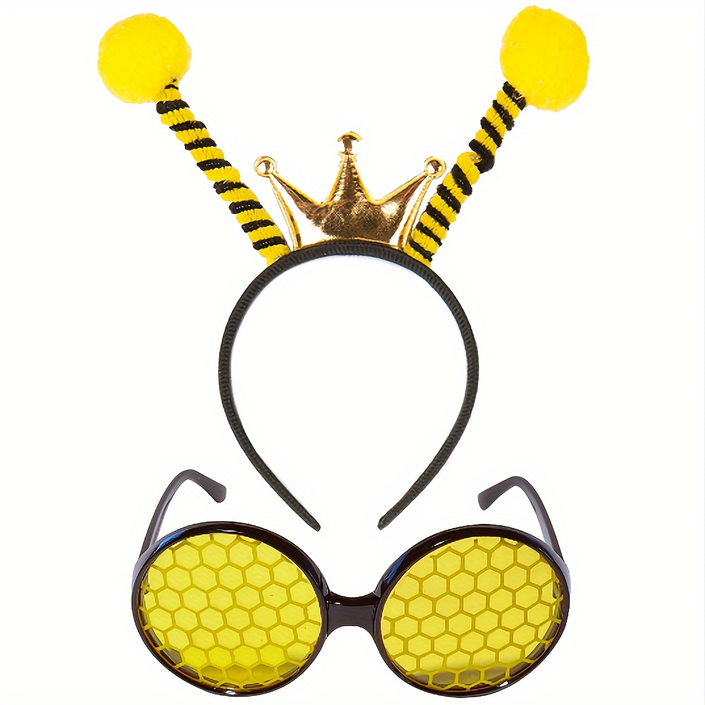 

Pesenar Bee Costume Accessories - Antenna Headband And Glasses Set, Polyester No-feathers Party Props, Non-electric -use Role Gear