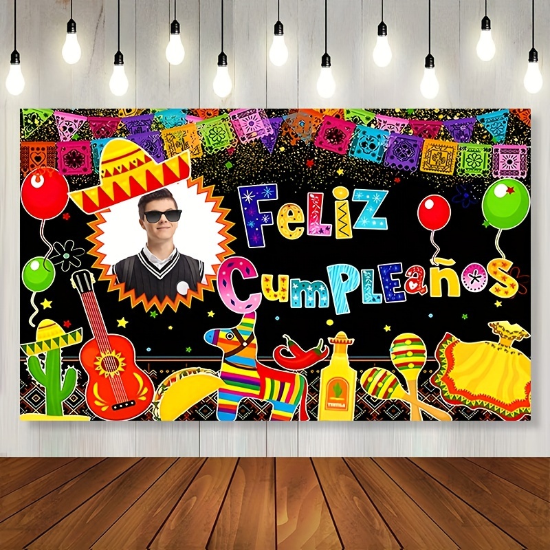 

feliz Cumpleaños" Personalized Birthday Banner - Celebrate In Style With This Vibrant Mexican-themed Backdrop! (41.7 X 70.8 Inch) - Perfect For Indoor Or Outdoor Parties, Suitable For All Seasons.