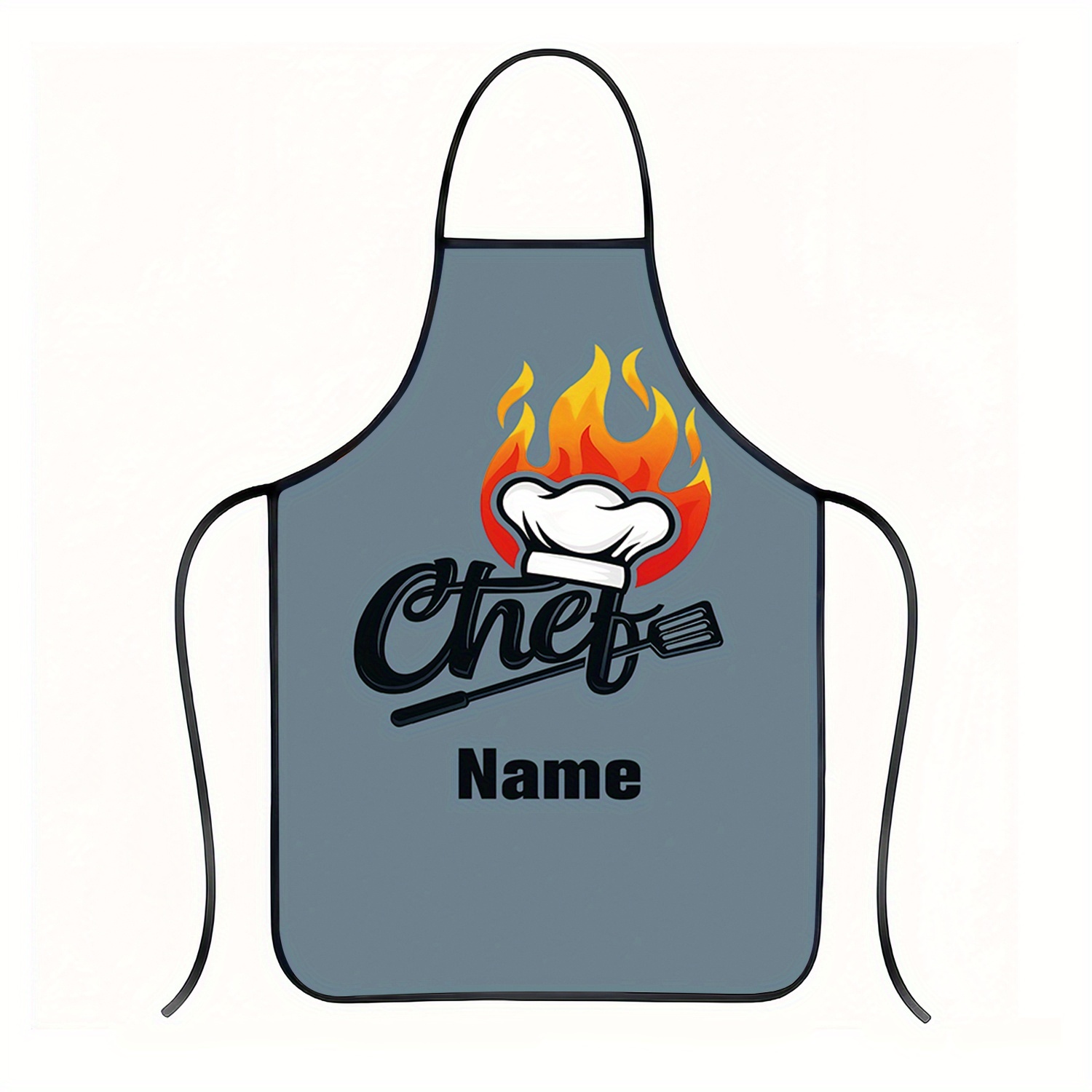 TEMU 1pc Customizable Father's Day Kitchen Apron - Personalized Name Or Slogan, 150g/m² Thick Polyester, Perfect For Cooking, Bbq, Steak, & Sausages,