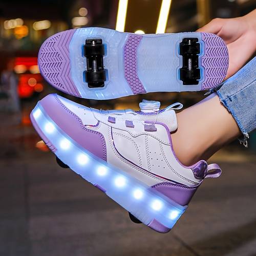 fashion kids roller skates removable wheels sports shoes led light smooth sneakers girls outdoor ice skates boys walking shoes