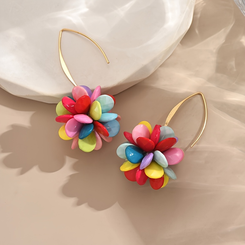 E-shop Boho süße Bonbonfarbene Perlenblumenohrringe für Damen (Perlenfarben sind zufällig)