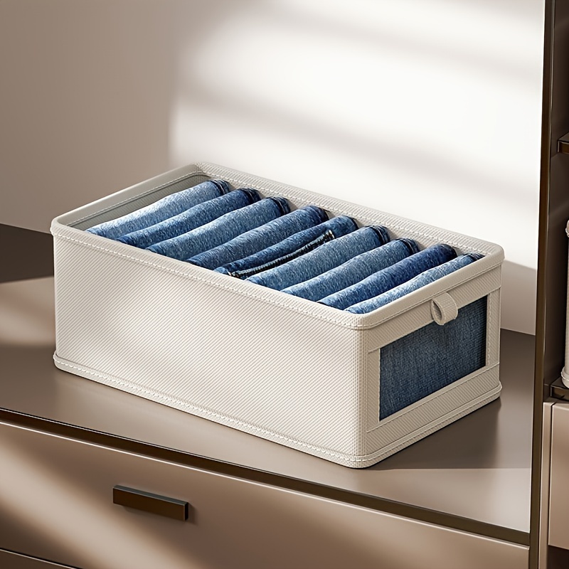 Image of 1pc Portable Wardrobe Jeans Top Storage Box, Drawer-type Clothes Sorting Box, Winter Christmas Socks Gloves Storage Box, Wardrobe Installation Perfect Oxford Cloth Storage Box, Merry Christmas.