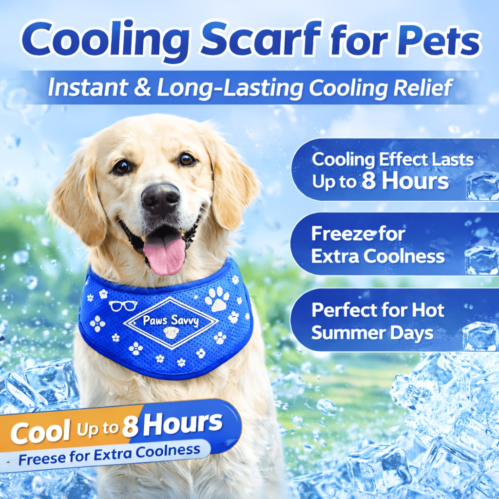 paws   super absorbent pva cooling dog scarf instant ice cooling breathable   18 70cm neck girth for summer  