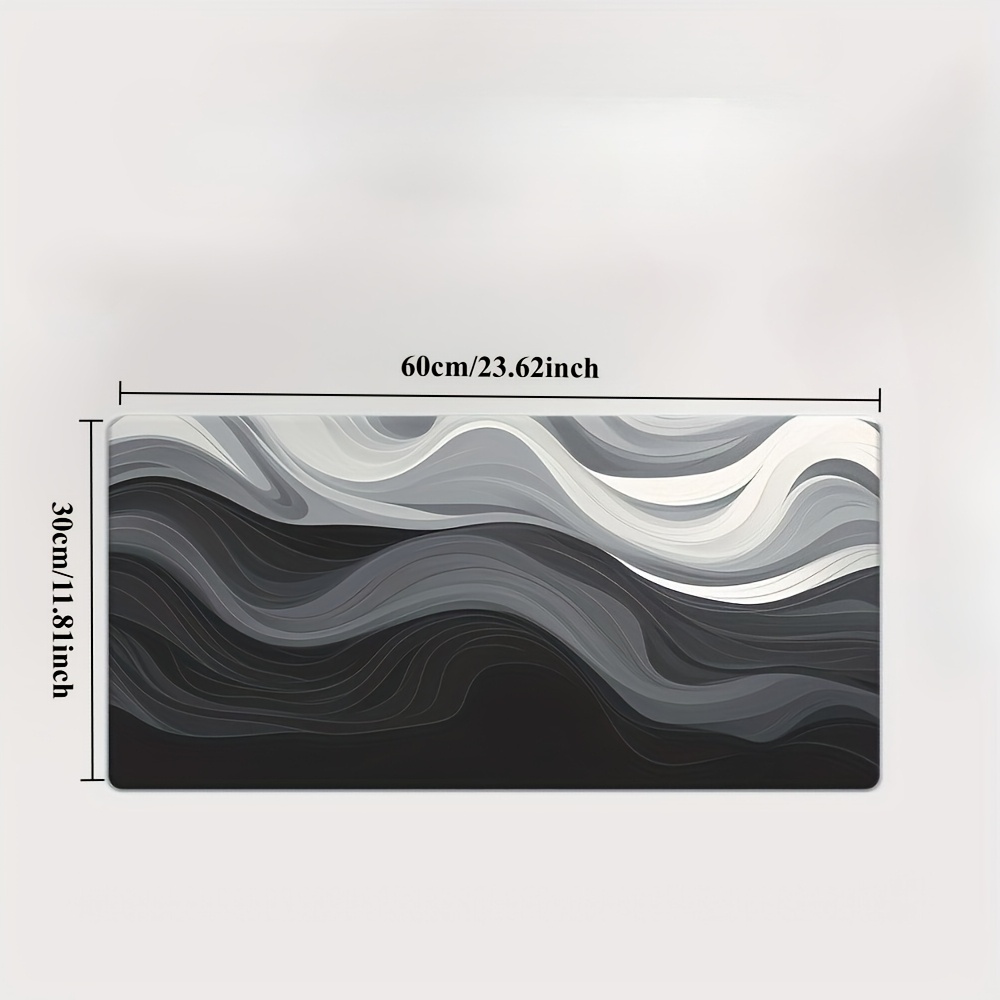 TEMU 1 Mud Modern Black And White Gray Wave Stripe Mouse Pad, , Thickened Design; Suitable For Occasions Such As Office, Games, And Home