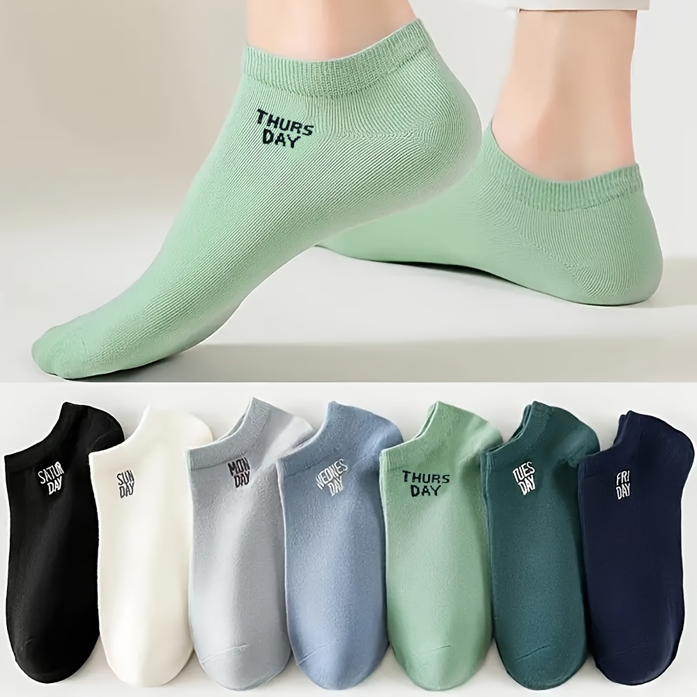 7 pairs of womens socks printed   words     for a week spring and summer thin high   soft breathable socks