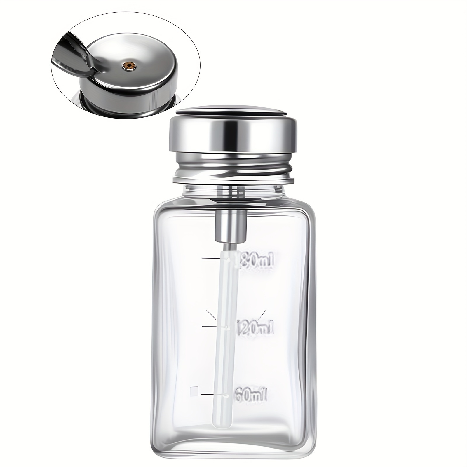 E-shop 180 ml Glasflasche mit Pumpe, entwickelt zum Entfernen von Nagellack, Reinigen von Nägeln und Abfüllen von korrosiven Lösungen – Geeignet für