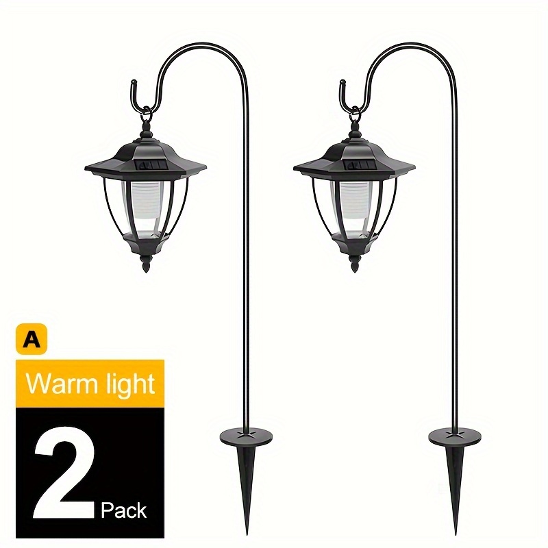 2 pack hanging solar lights for outside solar garden lights decorative lanterns with 2 shepherd hooks waterproof landscape lighting for lawn patio yard pathway driveway