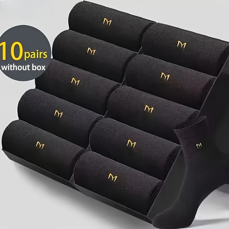 Image of 10pairs Letter M Blend Formal Men's Socks, Soft And Comfortable For , Business Meetings And Outdoor Events American Sizes 9-11