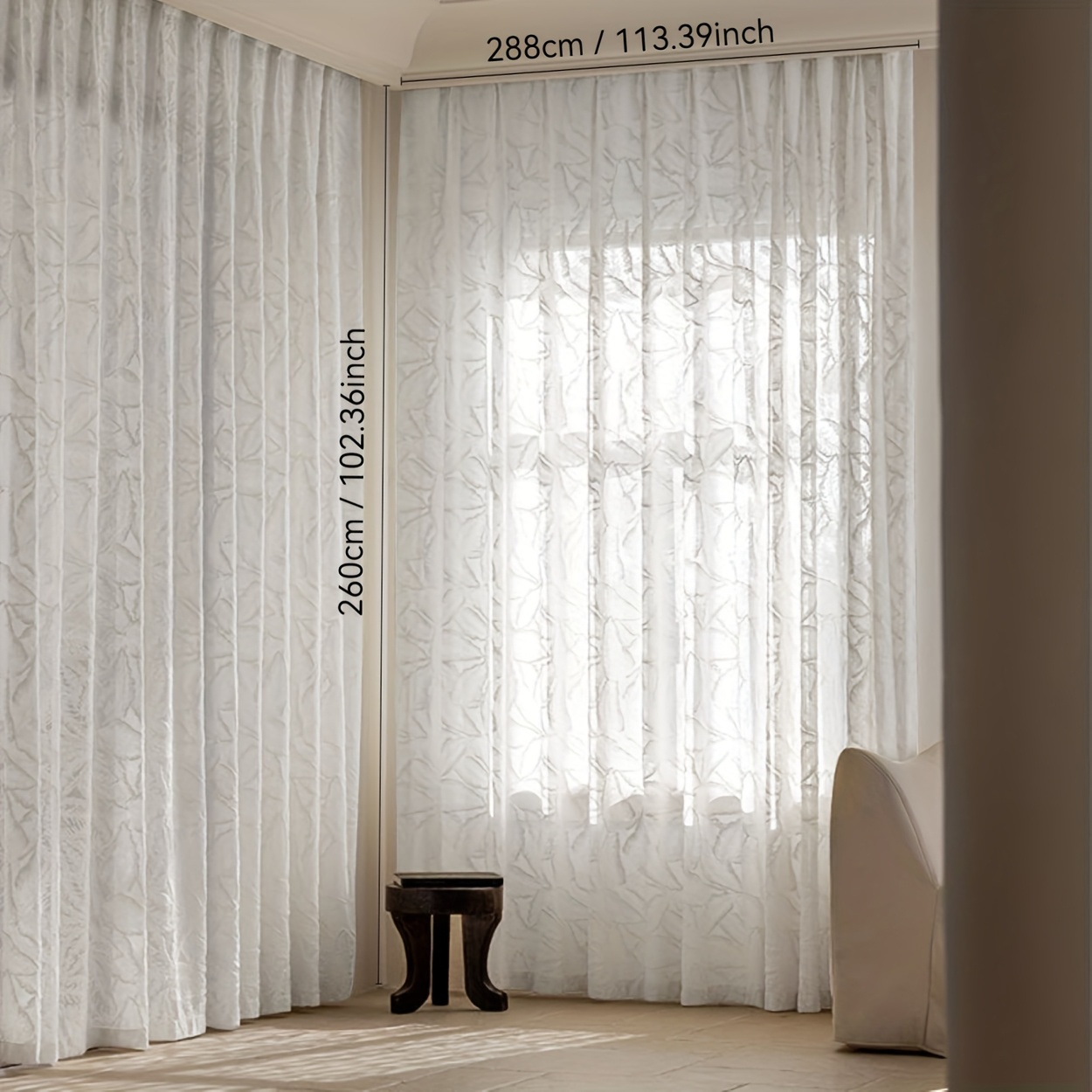 TEMU 1pc (light Exquisite Jacquard), Easy Style Leaf Pattern Relief Flocking, Finished Sand Screen, Finished Curtain, Suitable For Living Rooms, ,